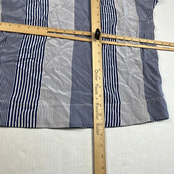 Lauren Gold Silk Blouse Striped Nautical Lightweight Top Short Sleeve Shirt S - Picture 6 of 10